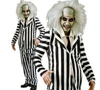 Costume Pour Homme Beetlejuice Classique D'Halloween Tenue De Tim Burton