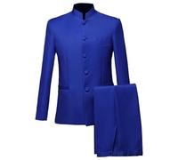 Costume pour Homme, Coupe Slim, Style Chinois, Ensemble 2 pièces, Tunique à col Montant, Blazer et Pantalon. Tenue idéale pour Un Mariage ou Un Bal de Promo.