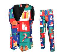 Costume Pour Homme Fêtes De Fin D'année Flocons Neige Doré Soirée Gala Veste Pantalon Stretch Confort Coupe Ajustée Contemporaine Tenue Cérémonie Noël Ensemble Joyeuses Lavage Professionnel Recommandé