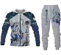 Costume pour homme - Motif lion et loup - Imprimé 3D - Pantalon à capuche - Pour l'automne - Loisirs - Survêtement d'animaux, Fwolf -3, XXL