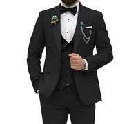 Costume pour hommes Leader of the Beauty, coupe ajustée, 3 pièces pour mariage, fête de bal de promo, veste à un bouton, gilet et pantalon, Noir , 5XL