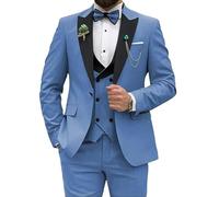 Costume pour hommes Leader of the Beauty, coupe ajustée, 3 pièces pour mariage, fête de bal de promo, veste à un bouton, gilet et pantalon, Bleu poudré, L