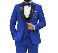 Costume pour hommes Leader of the Beauty, coupe ajustée, 3 pièces pour mariage, fête de bal de promo, veste à un bouton, gilet et pantalon, bleu marine, L