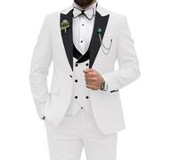 Costume pour hommes Leader of the Beauty, coupe ajustée, 3 pièces pour mariage, fête de bal de promo, veste à un bouton, gilet et pantalon, blanc, M
