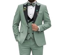 Costume pour hommes Leader of the Beauty, coupe ajustée, 3 pièces pour mariage, fête de bal de promo, veste à un bouton, gilet et pantalon, Vert grisé, XL