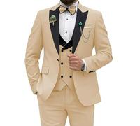 Costume pour hommes Leader of the Beauty, coupe ajustée, 3 pièces pour mariage, fête de bal de promo, veste à un bouton, gilet et pantalon, Champagne, 6XL