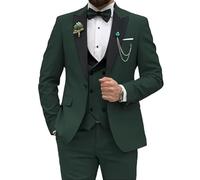 Costume pour hommes Leader of the Beauty, coupe ajustée, 3 pièces pour mariage, fête de bal de promo, veste à un bouton, gilet et pantalon, vert foncé, 4XL