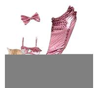 Costume pour | Vêtements avec serre-tête avec nœud et haut dos nu | Costume de chat pour chiots et accessoires photo amusants créatifs