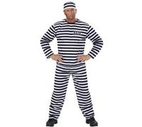 Costume Prisionnier Bagnard Noir Et Blanc Adulte - Noir - L jaune G