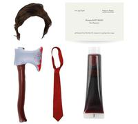 Costume psycho pour adultes - Cravate rouge, hache gonflable, carte de visite et faux sang - Costume d'Halloween pour homme de Psycho Patrick Bateman American TV Film