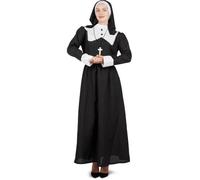 Costume - PTIT CLOWN - religieuse bonne soeur - Taille L-XL - Noir et blanc - Robe voile crucifix inclus L/XL