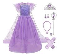 Costume Reine des Neiges Princesse Elsa pour enfant fille - Robe en tulle avec accessoires de princesse des neiges - Déguisement de princesse des neiges - Pour carnaval, Noël, anniversaire, costume de
