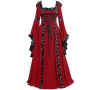 Costume Renaissance pour femme, robe médiévale avec manches trompette gothique, robe maxi pour carnaval, Halloween, fêtes 2025