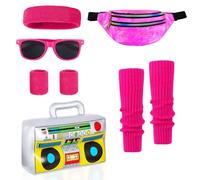 Costume Rétro Années 80 Bad Taste Assi Néon Set, Annee Deguisement Couple - Parfait pour femmes avec des Accessoires d'époque - Tenue Annee Femme élégante et chic - Vivez l'esprit des années 80