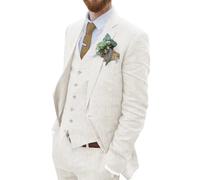 Ivory Mens Linen Suits Fashion Groomsmen Dress Suits for Wedding Homecoming Tuxedo Blazer Jacket Waistcoat Trousers Set iv-m