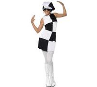 Costume Robe 1960's Noir Et Blanche - M Blanc
