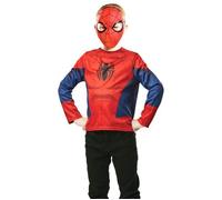 RUBIE'S SPIDER-MAN - Marvel officiel - Déguisement pour Enfant avec un Top Imprimé avec logo araignée Spider-man son Masque en Plastique - Taille Unique 5-8 ans - Super Héros Avengers Halloween