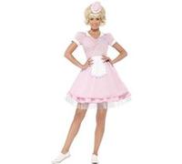Costume Serveuse Fast Food Vintage Des Annees 50 - Rose - L rose G