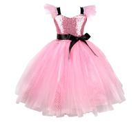 Costume Sorciere Enfant,Robe de soirée Tutu élégante à Manches Bouffantes pour Filles, Tenue de soirée pour Tout-Petits (3-4Years)