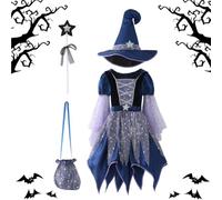 Costume Sorcière pour Filles Tenue Halloween Carnaval Cosplay Avec Chapeau, | Costumes Sorcière Filles pour Spectacle sur Scène Accessoire Photo École Vacances Fête Cosplay de