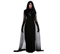 Costume sorcière prêtresse magicienne Morticia mariée fantôme vampire noir déguisement femme Halloween Carnaval taille M