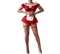 Costume Soubrette Française en Tulle, Lingerie Bizarre avec Jupe et Tablier, Kit d’Amour pour Femme Actrice, Haut Bandeau Érotique pour Nuit d’Imagination, Uniforme de Nettoyage Sexy pour