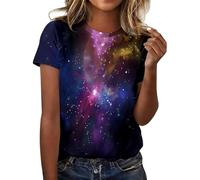 Costume spatial pour femme, imprimé galaxie 3D, t-shirts graphiques univers, spatial, carnaval, t-shirt à manches courtes, col rond, haut d'été, costume de carnaval