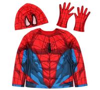 Costume Spider-Man pour garçon - Licence Marvel - Blouse bonnet et gants - Rouge et bleu 6-8 ans