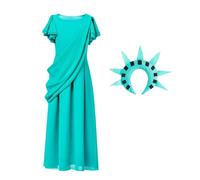 Costume statue de liberté pour enfant - Robe de cosplay confortable, tenue de fête fantaisie, accessoire de mascarade d'Halloween, parfait pour les performances de stage, les festivals, les spectacles