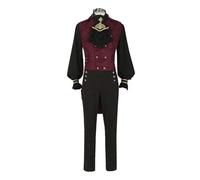 Costume steampunk pour homme - Manteau gothique pour homme - Frack médiéval avec boutons - Rétro victorien - Jupe de marche élégante - Prince royal - Cosplay - Costume d'Halloween