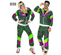 Costume survêtement Animal vert taille XL, fête des années 80 : haut, pantalon, Widmann