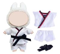 Costume Taekwondo pour Figurine for Labubu 17cm, Ensemble 3 Pièces Dobok (Haut + Pantalon Élastique + Ceinture Noire), Déguisement Accessoire pour Collection (Style)