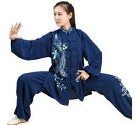 Costume Tai Chi for femmes et hommes, uniforme de Kung Fu brodé Dragon Phoenix, vêtements Wushu à manches longues, costume deux pièces ample, chemise et pantalon pour Tai Chi, Arts Martiaux(Women,XXL)