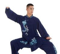 Costume Tai Chi for femmes et hommes, uniforme de Kung Fu brodé Dragon Phoenix, vêtements Wushu à manches longues, costume deux pièces ample, chemise et pantalon pour Tai Chi, Arts Martiaux(Men,M)