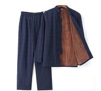 Costume Tang pour hommes Kung Fu Combinaison de combat à manches longues Uniformes Automne et hiver Plus Velours Vêtements chinois traditionnels Chaleur épaisse Tai Chi Costume Hanfu Manteau Pantalon