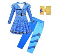Costume The Rise of Red pour filles - Robe à manches longues et gant pantalon avec fermeture éclair (bleu, 4 à 5 ans)