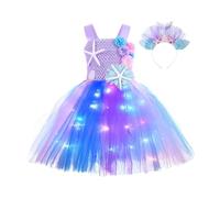 Costume Tout Petit Enfant Carnaval Historique Robe LED Lumineuse Bandeau Robe Tutu Sirène Guirlandes Lumineuses Tulle Fête Performance Princesse Carnaval Soirée Déguisée B626