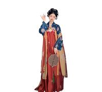 Costume Traditionnel Hanfu for Femme, Tenue de Princesse Chinoise Ancienne, Tenue de fée, Cosplay(Blue with Red,L)