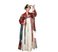 Costume Traditionnel Hanfu for Femme, Tenue de Princesse Chinoise Ancienne, Tenue de fée, Cosplay(Red with White,L)