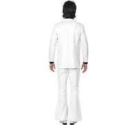 Smiffys Costume des années 70, blanc, veste avec fausse chemise, gilet et pantalon