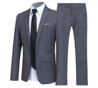 Costume trois pièces tendance pour homme avec veste, cravate et chemise, parfait pour les mariages et les occasions formelles (S gris)