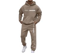 Costume turc confortable pour homme pour les loisirs avec design imprimé lettres, parfait pour l'hiver, coupe décontractée, facile à assortir avec des t-shirts, idéal pour le style quotidien, marron