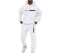 Costume turc confortable pour homme pour les loisirs avec design imprimé lettres, parfait pour l'hiver, coupe décontractée, facile à assortir avec des t-shirts, idéal pour le style quotidien, Blanc