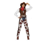 Fiestas Guirca – Costume de cowgirl adulte (44-46/XL) – gilet, ceinture, jupe et foulard