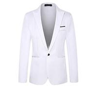 Costume Veste Homme Couleur Unie Urbain Business Blazer Veste Homme Revers Slim Fit Gentleman Causal Veste Homme Options Multicolores Fête Manches Longues Veste Homme F-White1 M