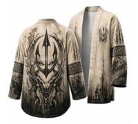 Costume Viking Homme Pull Loup Vintage sans Capuche Sweatshirt avec Pull Celtique 3D Motif Chimiser à Manches Longues Style Gothique DéContractéE MéDiéVal Grande Taille Chic