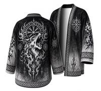Costume Viking Homme Pull Loup Vintage sans Capuche Sweatshirt avec Pull Celtique 3D Motif Chimiser à Manches Longues Style Gothique DéContractéE MéDiéVal Grande Taille Chic