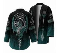 Costume Viking Homme Pull Loup Vintage sans Capuche Sweatshirt avec Pull Celtique 3D Motif Chimiser à Manches Longues Style Gothique DéContractéE MéDiéVal Grande Taille Chic