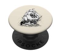 Costume Vintage Pirate fantôme Bateau crâne Homme Femme garçon Enfant PopSockets PopGrip Adhésif