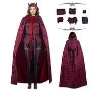 Costume Wanda Maximoff pour Adulte et Femme, Sorcière Écarlate, Halloween avec Cape, Accessoires de Fête, Taille XL